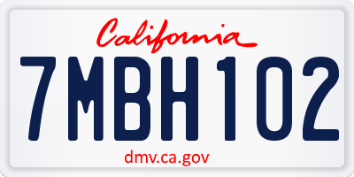CA license plate 7MBH102
