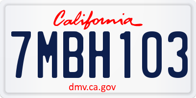 CA license plate 7MBH103