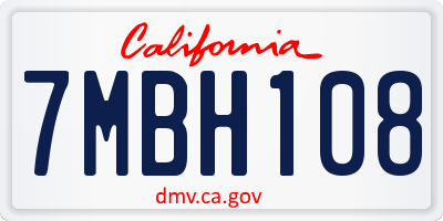 CA license plate 7MBH108