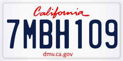 CA license plate 7MBH109