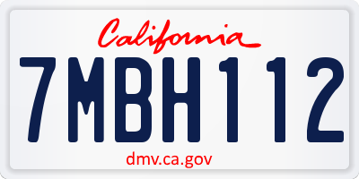 CA license plate 7MBH112