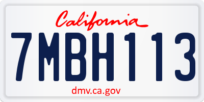 CA license plate 7MBH113