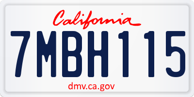 CA license plate 7MBH115