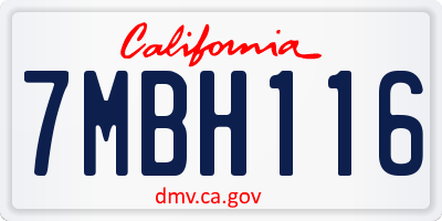 CA license plate 7MBH116