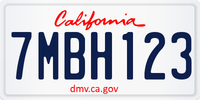 CA license plate 7MBH123