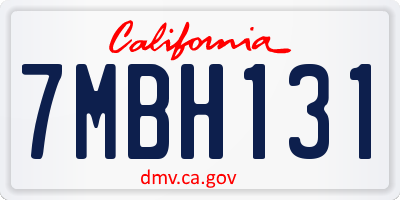 CA license plate 7MBH131