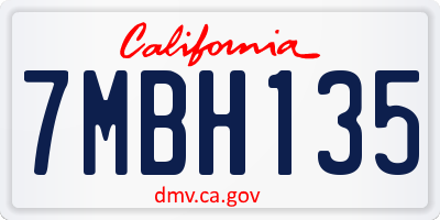 CA license plate 7MBH135