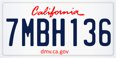 CA license plate 7MBH136