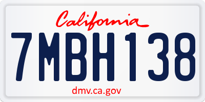 CA license plate 7MBH138