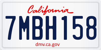 CA license plate 7MBH158
