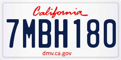 CA license plate 7MBH180