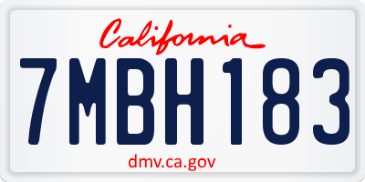 CA license plate 7MBH183
