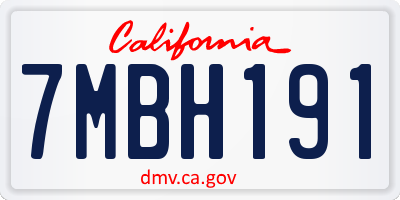 CA license plate 7MBH191