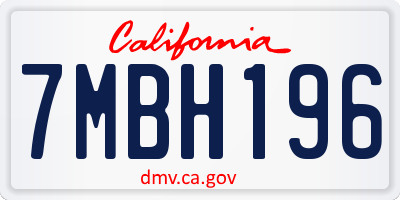 CA license plate 7MBH196