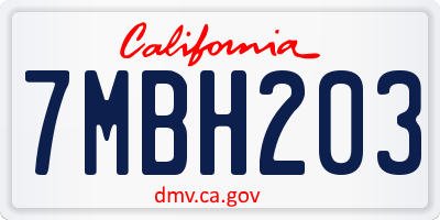 CA license plate 7MBH203