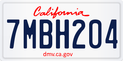 CA license plate 7MBH204