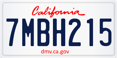 CA license plate 7MBH215
