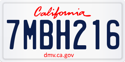 CA license plate 7MBH216