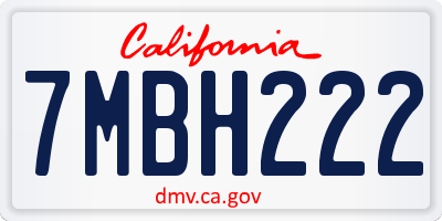 CA license plate 7MBH222