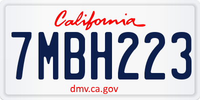 CA license plate 7MBH223