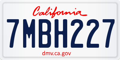 CA license plate 7MBH227