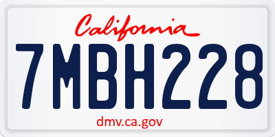 CA license plate 7MBH228