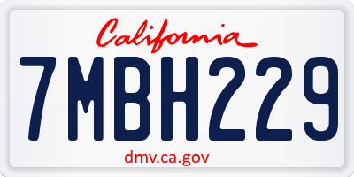 CA license plate 7MBH229