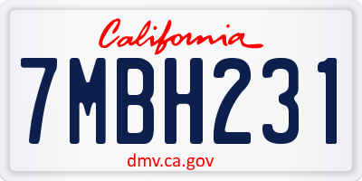 CA license plate 7MBH231