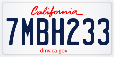 CA license plate 7MBH233