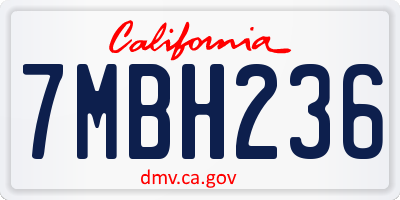 CA license plate 7MBH236