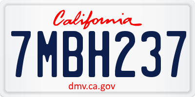 CA license plate 7MBH237