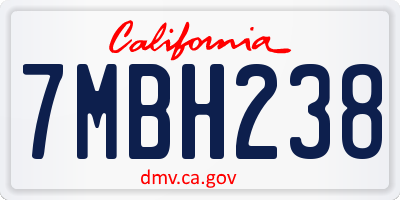 CA license plate 7MBH238