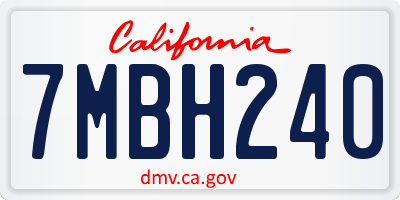 CA license plate 7MBH240