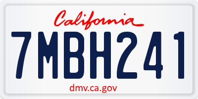 CA license plate 7MBH241