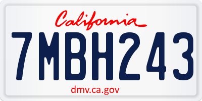 CA license plate 7MBH243
