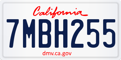 CA license plate 7MBH255