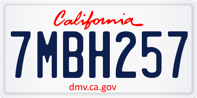 CA license plate 7MBH257