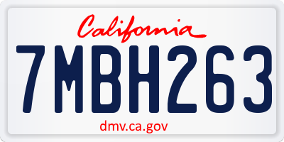 CA license plate 7MBH263