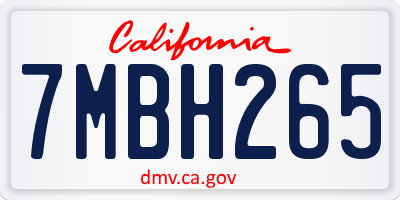 CA license plate 7MBH265
