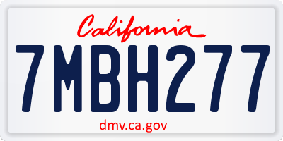CA license plate 7MBH277