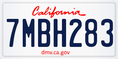 CA license plate 7MBH283