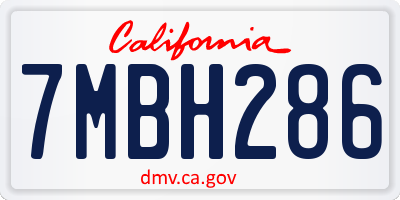 CA license plate 7MBH286