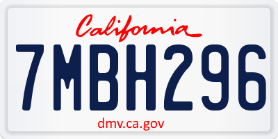 CA license plate 7MBH296