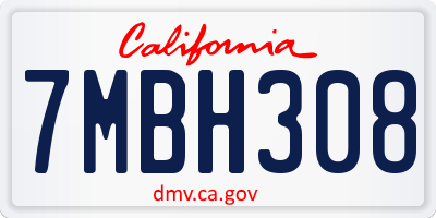 CA license plate 7MBH308