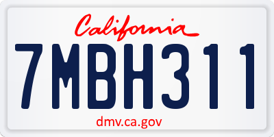 CA license plate 7MBH311