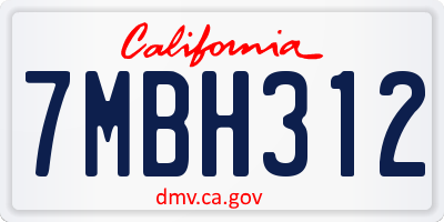 CA license plate 7MBH312