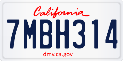 CA license plate 7MBH314
