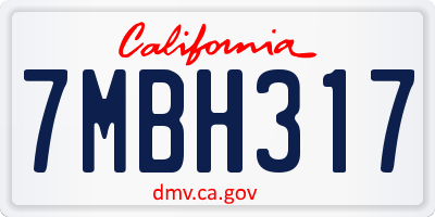 CA license plate 7MBH317