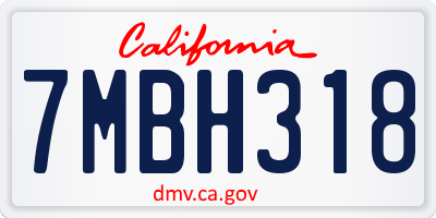 CA license plate 7MBH318