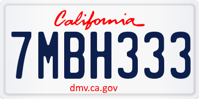 CA license plate 7MBH333